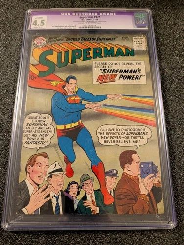 Superman #125 VG+ CGC 4.5 Restored Grade (DC Comics 1958)