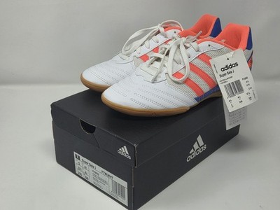 Adidas Super Sala J Hallen Fußballschuhe Schuhe weiß koralle blau UK 4,5 FV2633