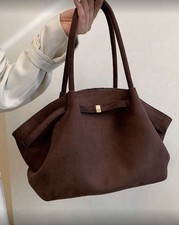 Coffee Brown Faux Suede Tote Bag Shoulder Bag