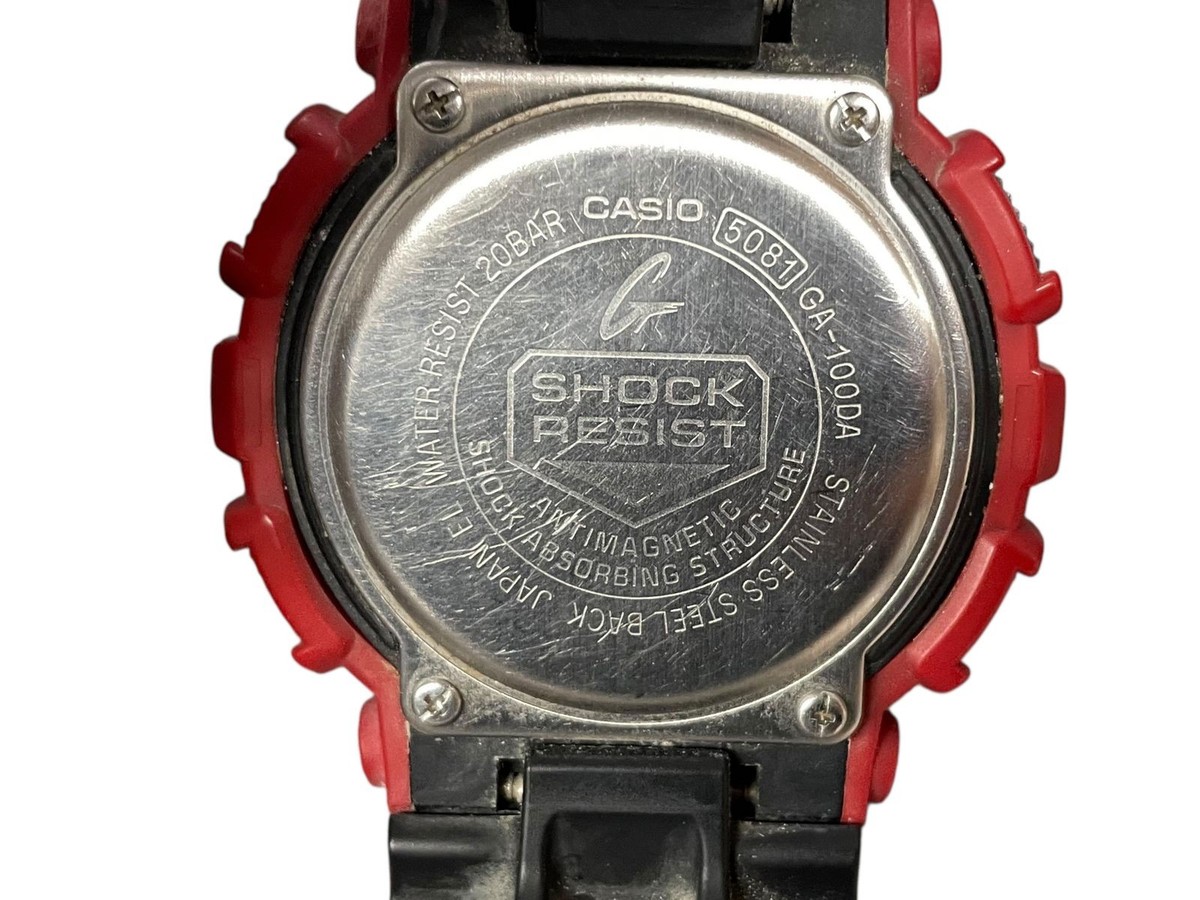 Casio G SHOCK GA 100DA Black Eye Patch Red Black Mens Quartz Watch