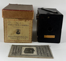 Vintage Ansco No. 2 Black Box Camera includes original box instruction manual