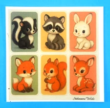 Cute Woodland Animals Colorful Backing Sticker Sheet