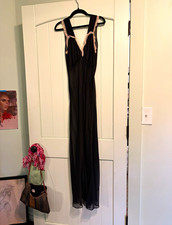 Vintage 1930s Silk Sheer Full Length Slip Nightgown Lingerie with Lace Trim