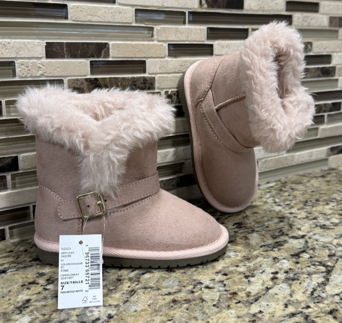 The Children's Place NWT Pink Faux Fur Winter Boots Booties Toddler Size 7