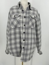 Wrangler Men's Sherpa Lined Flannel Shirt Jacket Grey Plaid Small 112325083