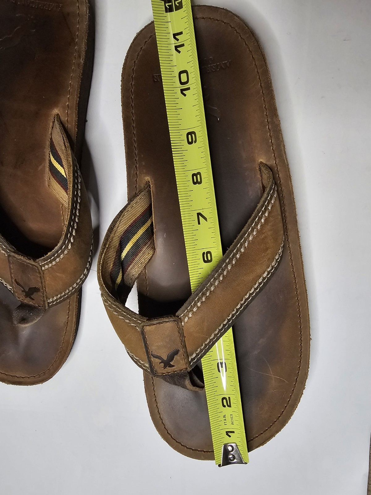 American Eagle Solid Brown Leather Flip Flops San… - image 4