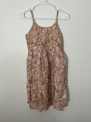 Roller Rabbit Girls Floral Linen Dress Size 14 Spaghetti Strap Pockets Lined