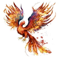Pheonix Watercolor Rise Up Stickers (4) Labels Card Gift Craft Paper Journal