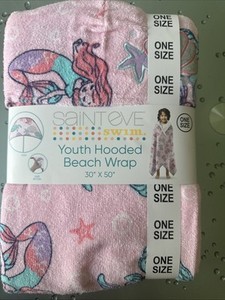 Saint Eve Kids' Hooded Beach Wrap 100% Cotton/Pink (Mermaid)/ One Size 30"x50"