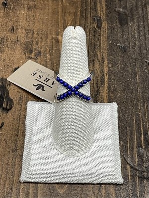 Barse Diva Intersect Ring- Lapis- Silver-8-NWT