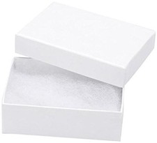 RJ Displays 50 Pack Cotton Filled White Color Jewelry Gift Boxes Jewelry Pend