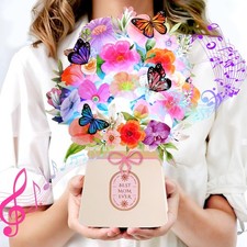 LIGHTS  MUSIC Mothers Day Pop Up Card, Orchid, Lily and Butterflies, 10 Inch...