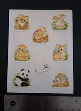 Vintage Stickers Hallmark Woodland Critters Animals Sticker Sheet VTG 80s