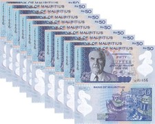 Mauritius 50 Rupees 2021 P 65 b Polymer UNC LOT 10 PCS