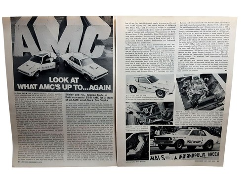 1971 Hot Rod AMC AMX Gremlin Drag Racing 2 Page Article Shirley Shahan