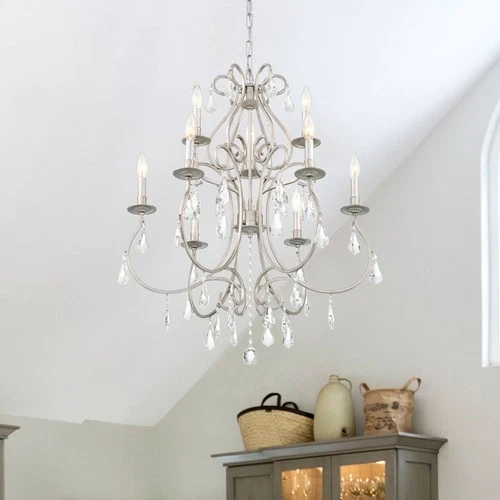 Crystorama Ashton 25 1/2"W Olde Silver 9-Light Chandelier - Picture 1 of 10