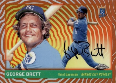 George Brett 2025 Topps Chrome Platinum #429 Orange Vibrations Refractor /25