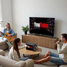 Smart Karaoke Machine with Lyrics Display, 12.1 Inch IPS Touch Screen, Two Wirel