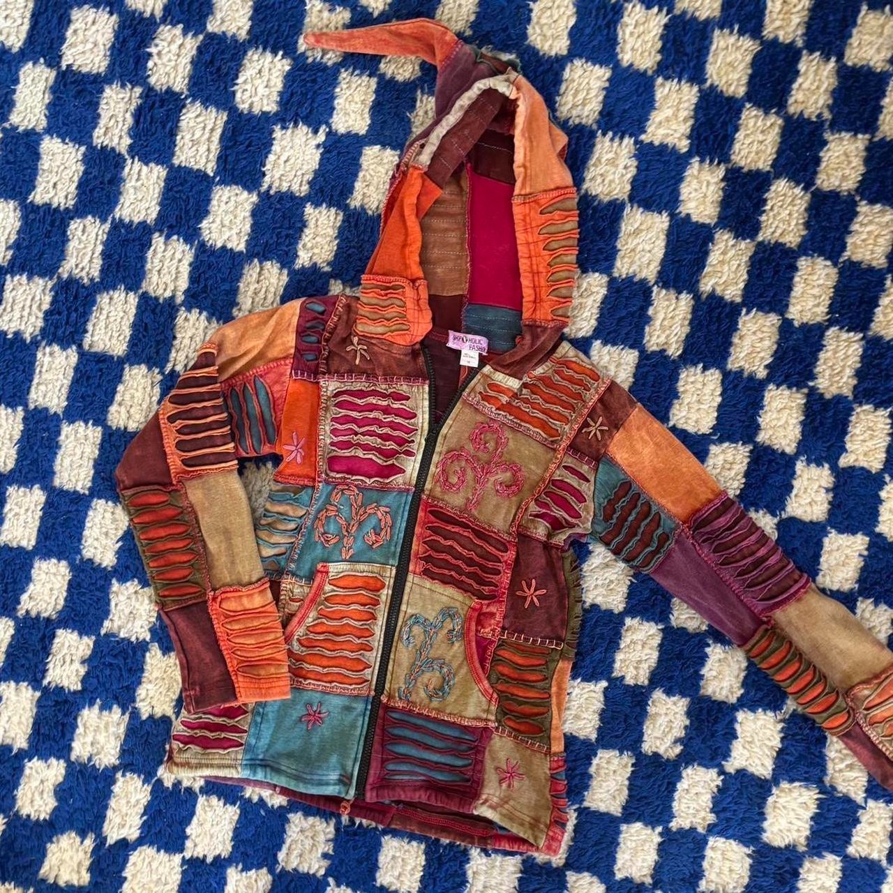 HANDMADE Hippy Boho Hoodie Patchwork Jacket Razor… - image 2
