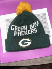 New Era Green Bay Packers Hat Beanie Pom Green Knit AUTHENTIC NFL Football   