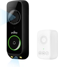 Youkey Wireless Doorbell Camera with Chime, No Subscription, 2K Video Doorbell w
