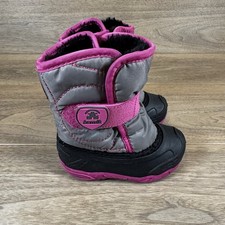 Kamik Snowbug5 Toddler Girls' Waterproof Snow Boots, Gray/Pink, Size 6T