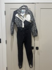 Vintage 80s Nils One Piece Ski Suit Women s 10 Black White Pond Skim Retro