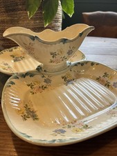 Grand Plat de Service de Table Asperge Faïence Sarreguemines Fleurs Peintes