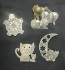 Vintage Brooch Lot Sterling Silver 925 Cat Cats Turtle *47.7 grams *Taxco Mexico