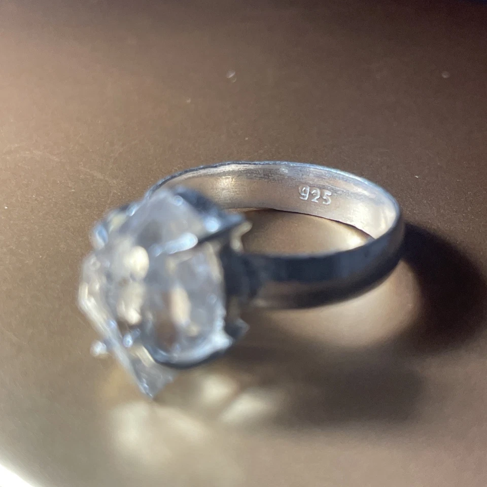 Anel de noivado de diamante natural Herkimer 925 esterlina tamanho 7 - Imagem 2 de 4