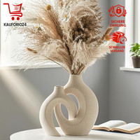 Vasen Set 2Er Hohle Beige Keramik Modern Boho Deko FüR Wohnzimmer BüRo Zuhause