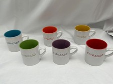 Espresso Mugs Small Multicoloured x 6 Zodiac Colours Set Ceramic 7cm x 6cm