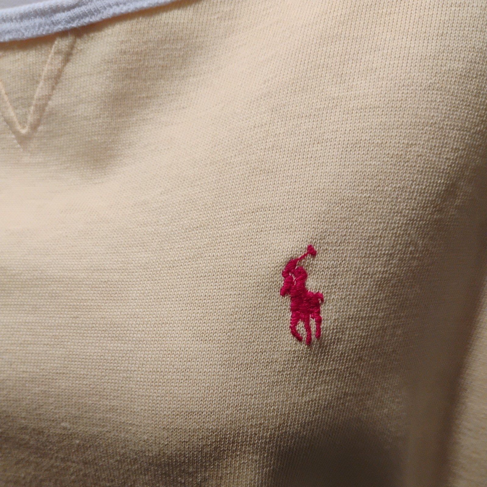 Polo Ralph Lauren vintage felpa uomo L giallo pullover rosso pony anni 80 ^