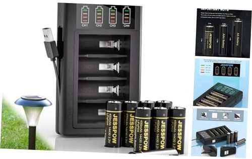 14430 3.2 Volt Rechargeable Solar Battery with Charger, Rechargeable LiFePo4