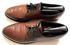 Hanover Made in USA Brown Leather Lace Up Oxfords Men's Size 9D Dress Shoes