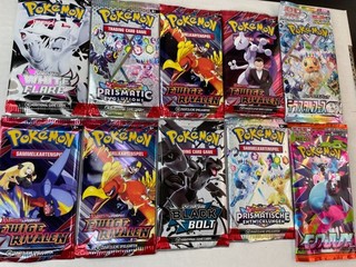 10x Pokemon Booster Packs Karten Sammlung Black Bolt Prismatic Evolutions Set