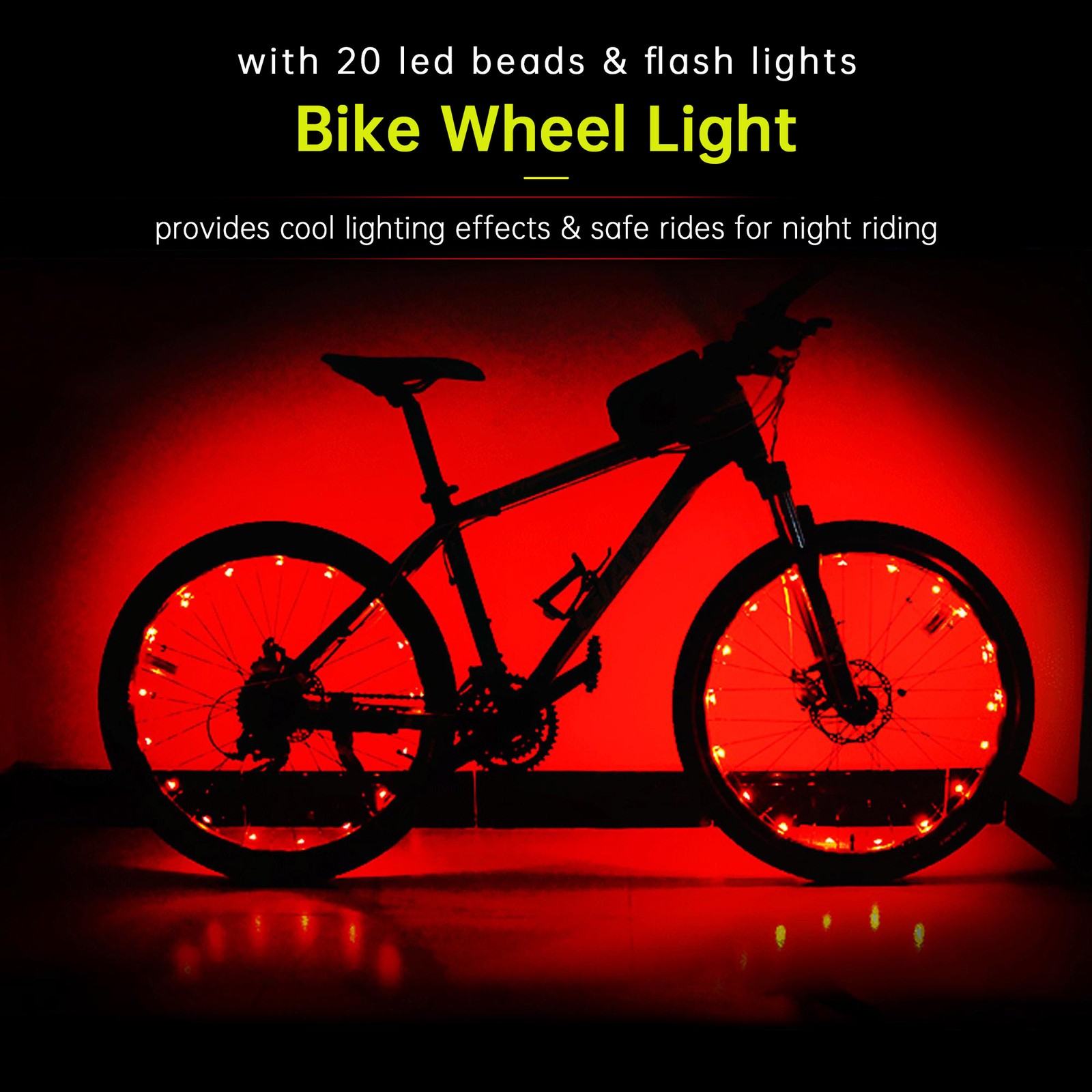 Xcceries Bright LED Bike Wheel Light Bicycle Wheel Spoke Light String Red