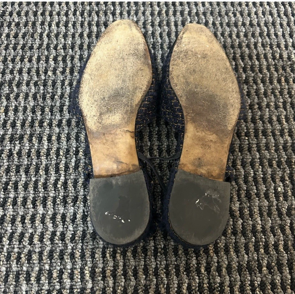 Auténticos Chanel Slingbacks - Tweed Azul Marino con Puntera de Grosgrain Negro Foto 4 de 4