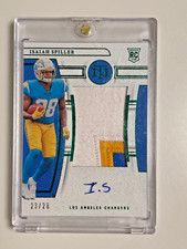 2022 Panini National Treasures Isaiah Spiller Rookie Patch Auto Emerald /28 RC
