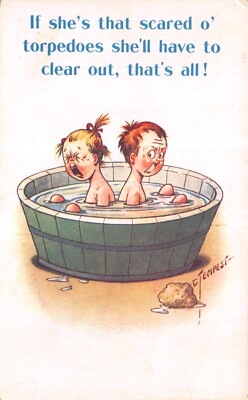 BAMFORTH ALTE COMIC POSTKARTE D STURMBAD GROSS B GUT BIS SEHR GUT