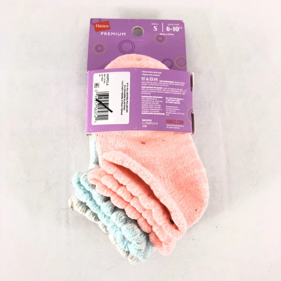 Calcetines Hanes Niñas Corte Bajo 3 Pares ComfortSoft Pastel Rayas Talla S 6-10.5 Foto 2 de 3
