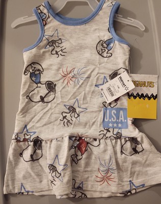 Peanuts Snoopy& Woostock Baby Girl Americana Fireworks Sleeveless Dress 12M NWT