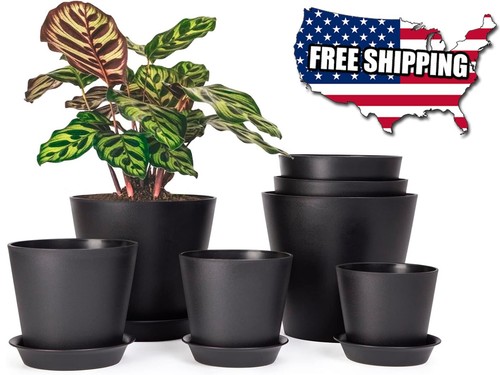 7 Pack Plastic Plant Pots Indoor, Modern Planters for Plants, Flower Pots