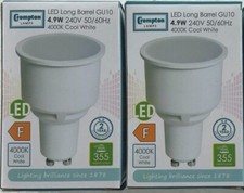 2 X 4.9W GU10 LED CROMPTON 74MM 355lm COOL WHITE 4000K LONG NECK 13469 