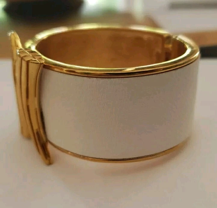 Brazalete Brazalete Rachel Zoe Doble Cuerno y Cuero Blanco Foto 2 de 4