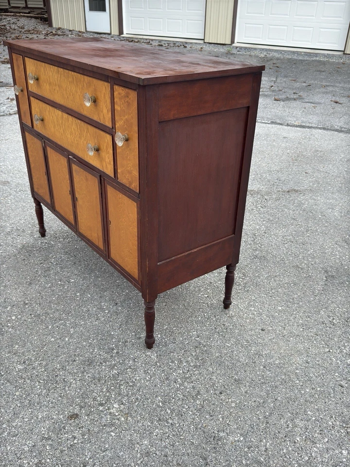 Antique Federal Hunt Board Sheraton Sideboard Server Cherry Birdseye Maple 1820 - Image 4 of 4
