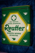 Blechdose antik vintage german tin box  REUTTER Eukalyptus Menthol Bonbons 1959