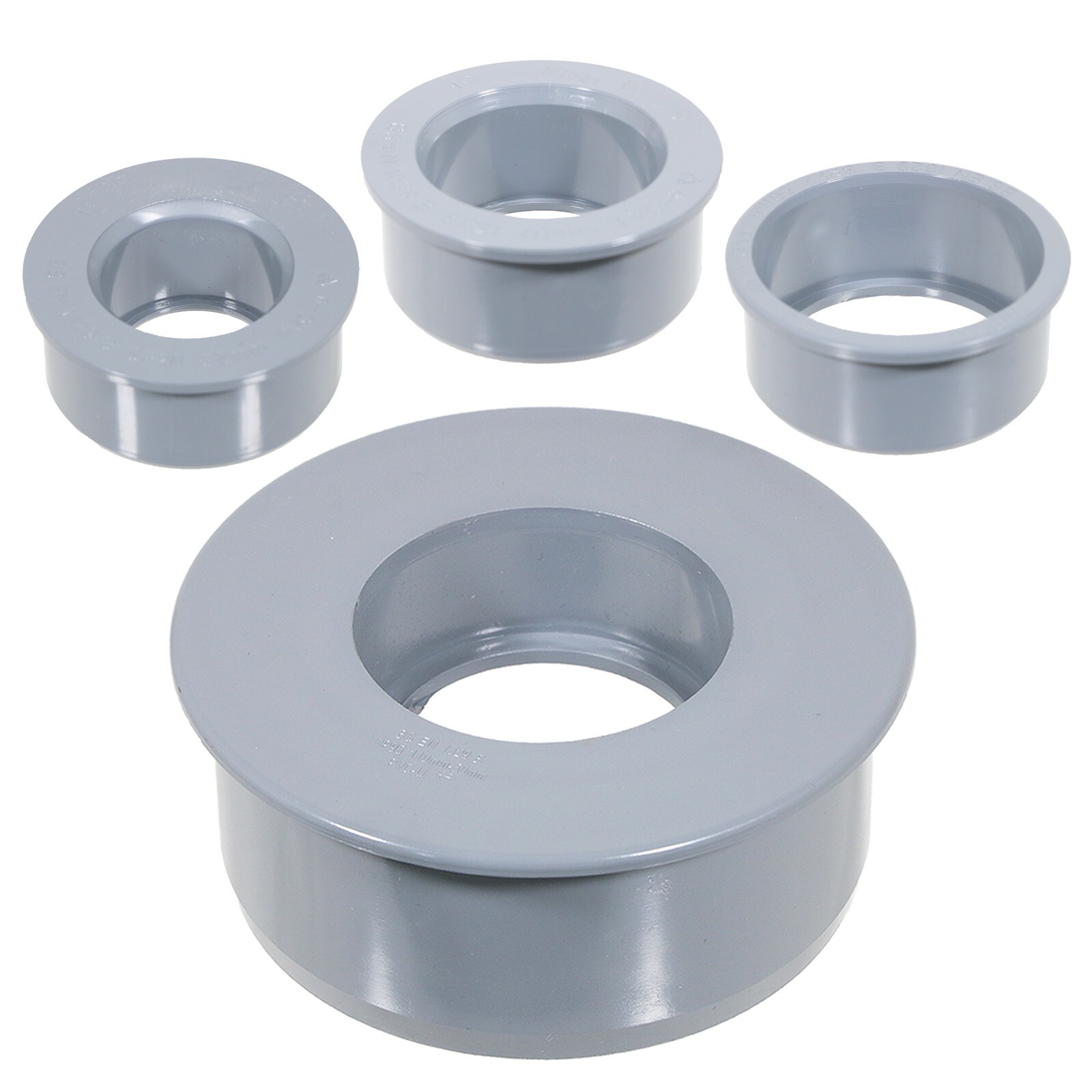 110mm Soil Pipe Reducer 32mm 40mm 50mm Boss Adaptor Solvent Push Fit Kit Grey