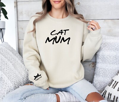 Katzenmama Pullover, personalisierter Mama Pullover nach Maß mit Namen und Katzengesicht MG4