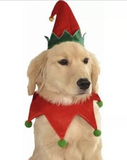 Elf Hat And Collar Pet Costume Dog Christmas Set Santa's Helper Puppy Cat